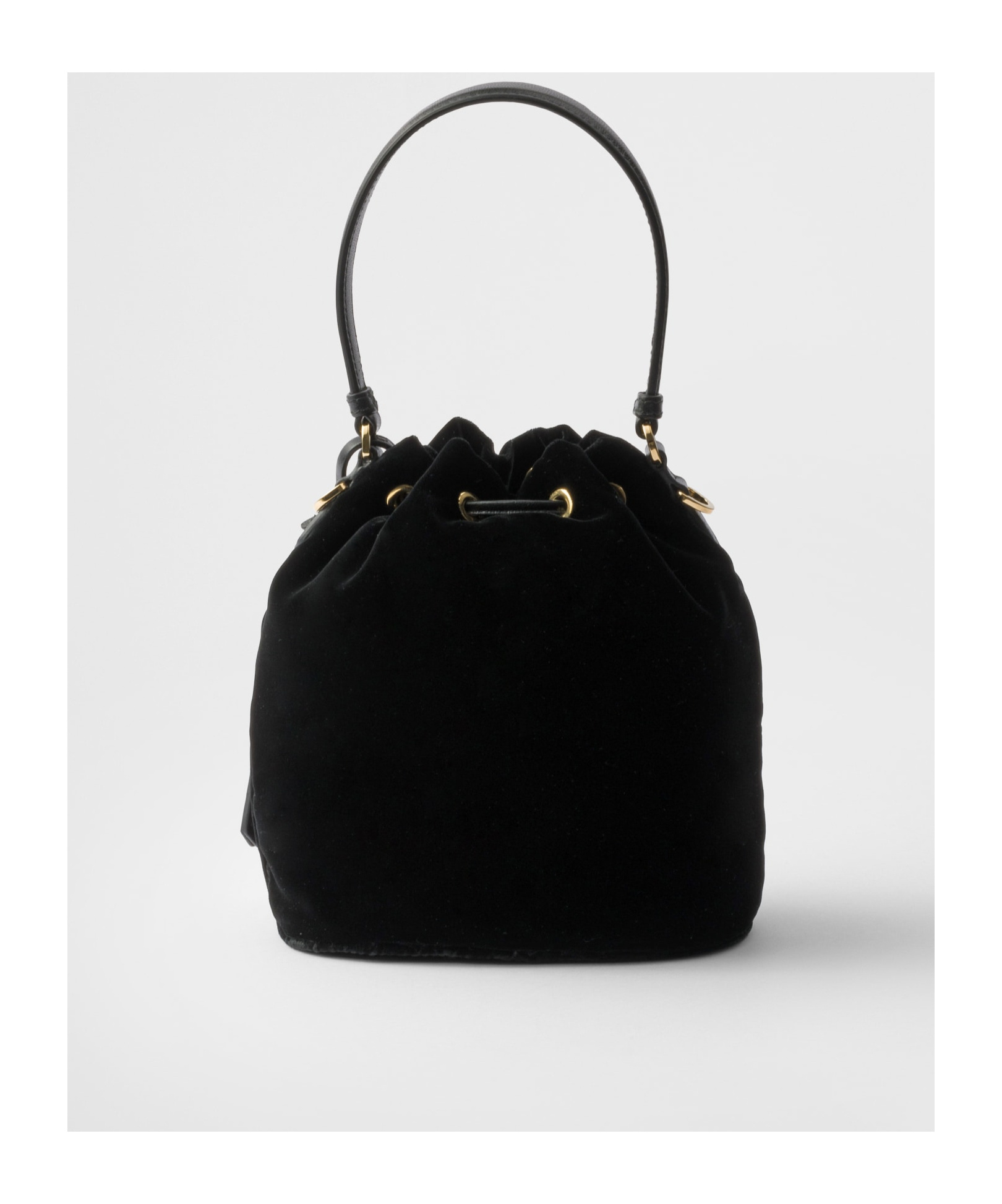 Prada Mini Re-edition Velvet Bucket Bag In Black