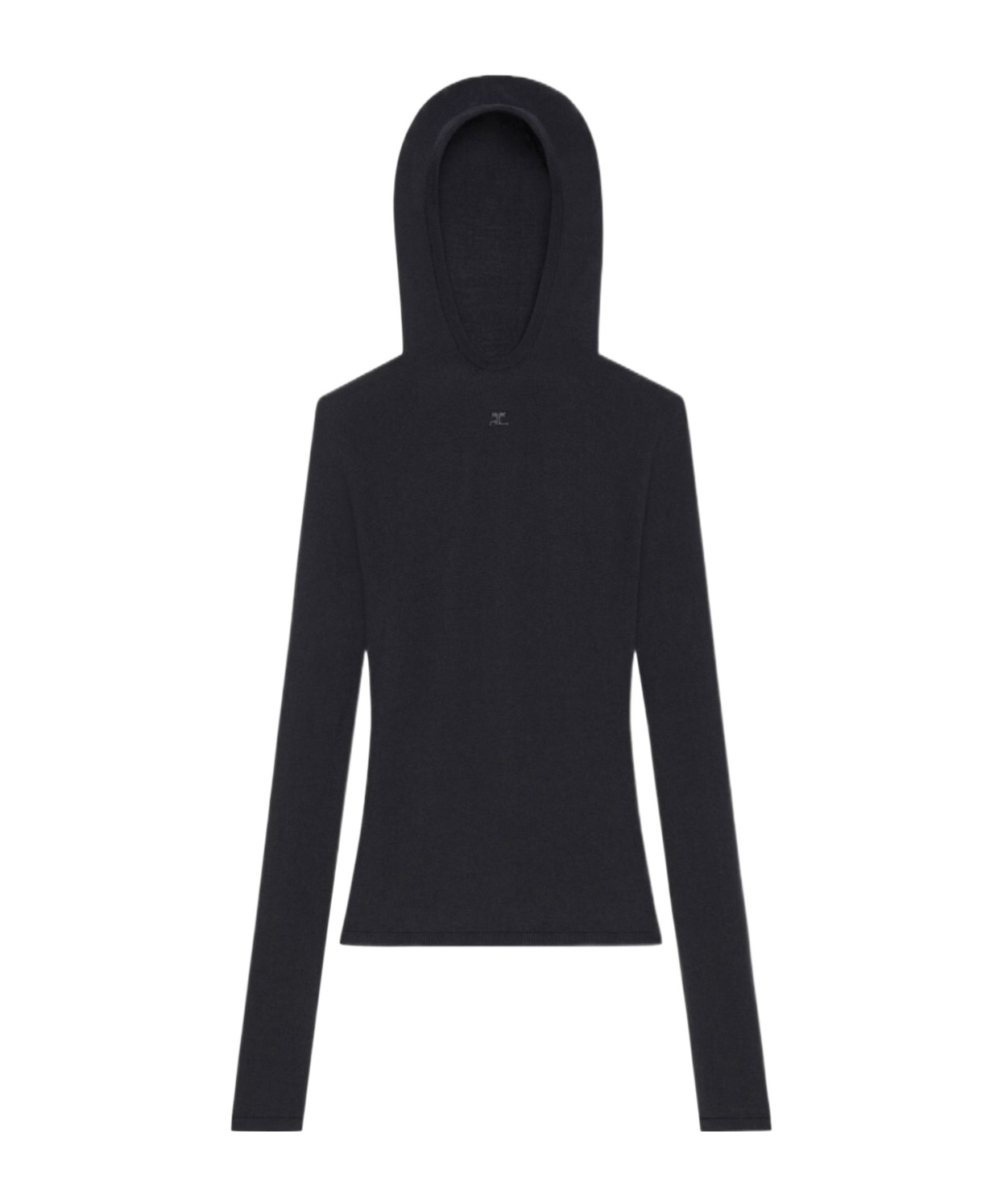 Courrèges Hooded Knitted Top In Black