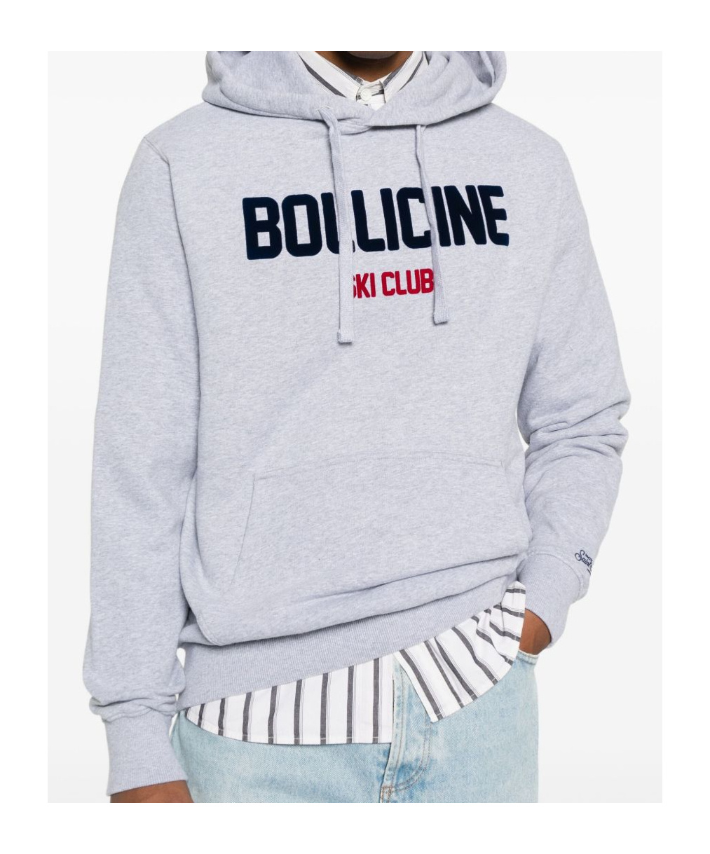 Mc2 Saint Barth Grey Cotton Print Hoodie In Gray