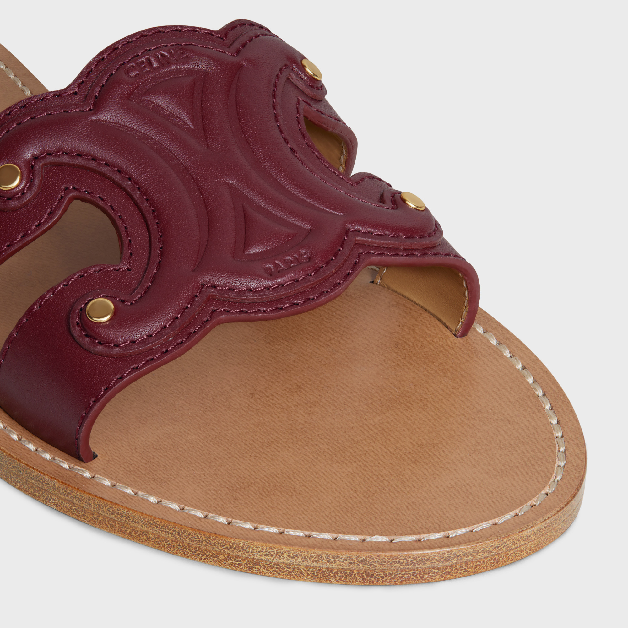 Celine Triomphe Calfskin Muller Shoes In Red