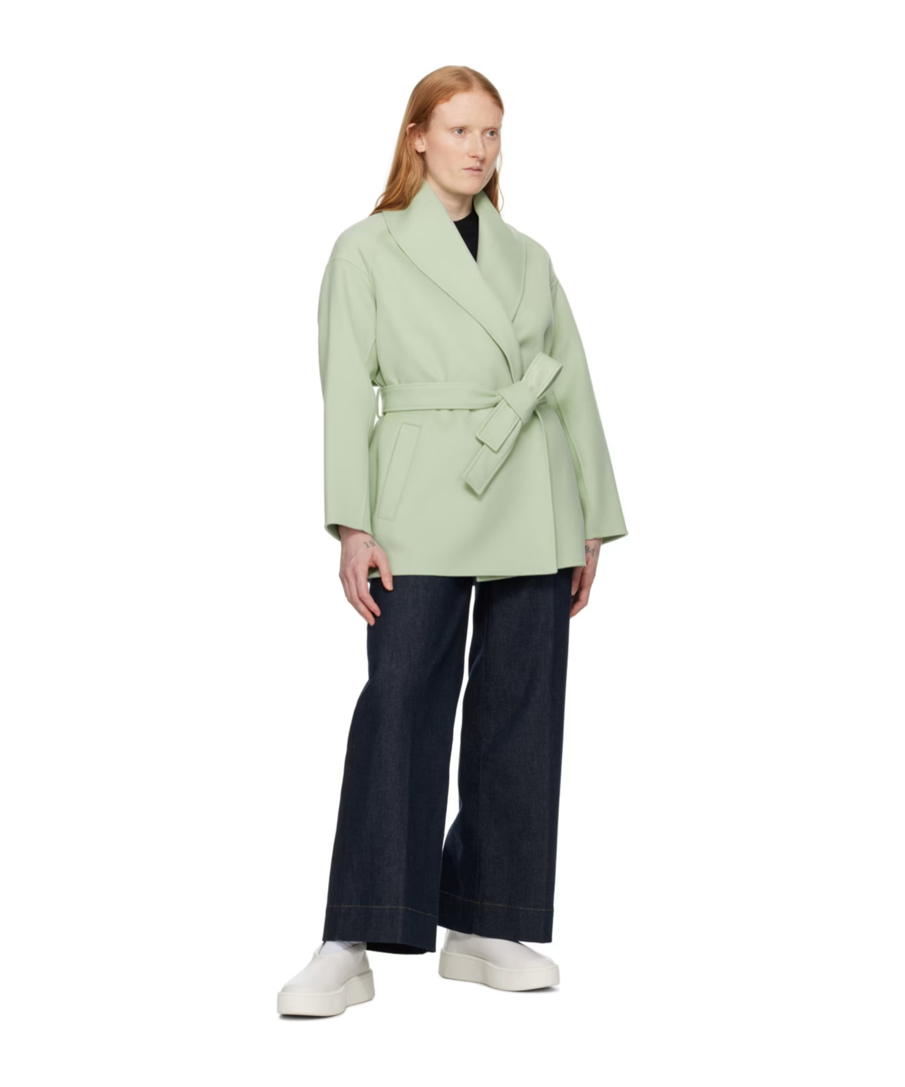 Mackage Lapel Belt Coat In Green