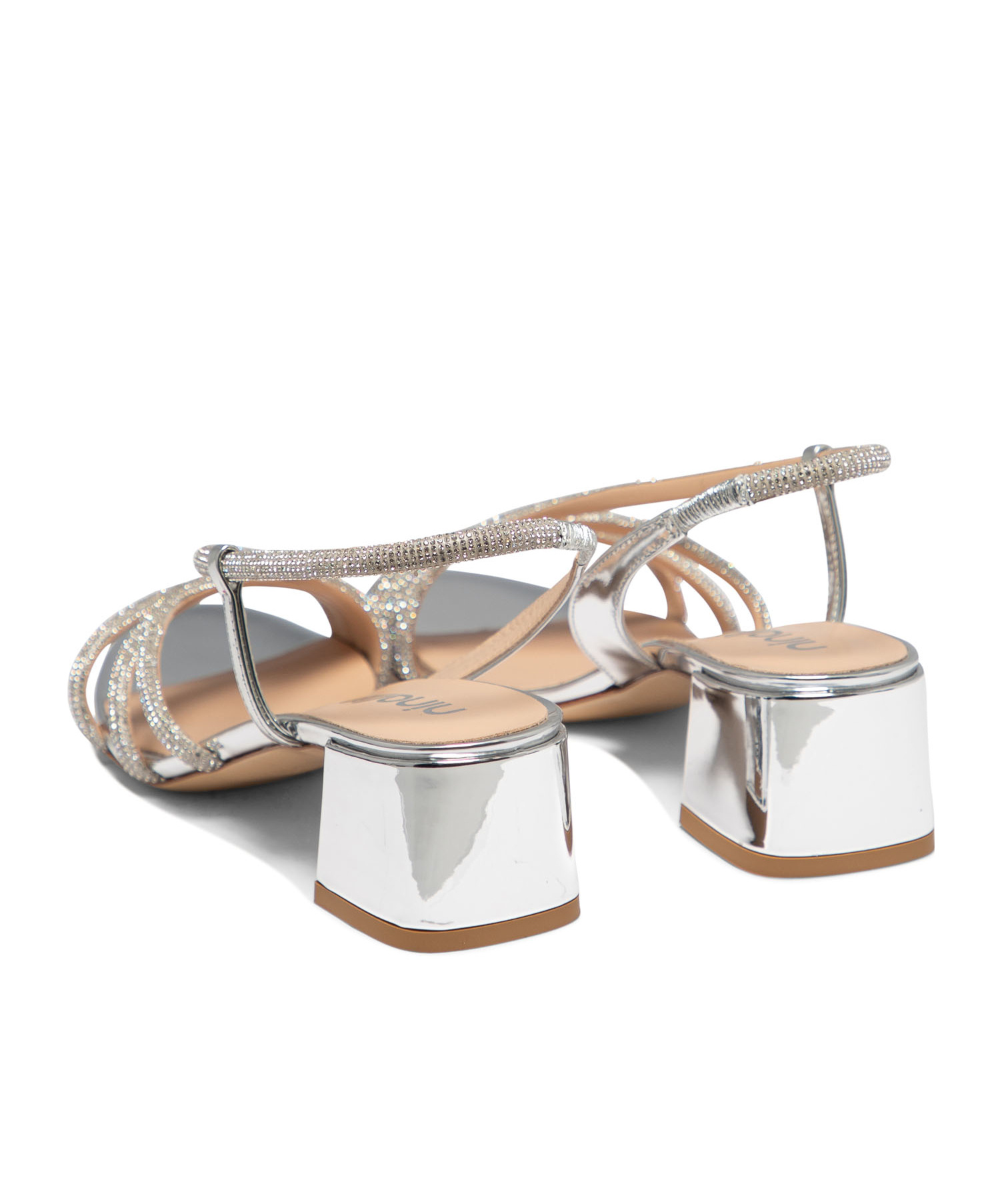 Ninalilou Crystal Decorated High-heeled Sandals In Nude
