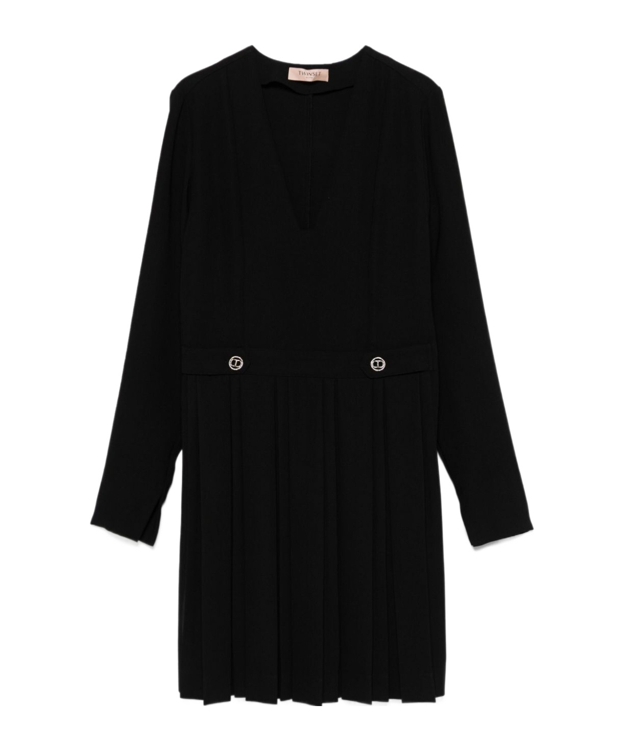 Twinset Pleated Crepe Mini Dress