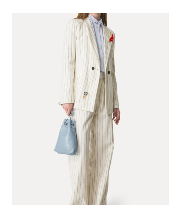 Forte Forte Pinstriped Embroidered Jacket In White