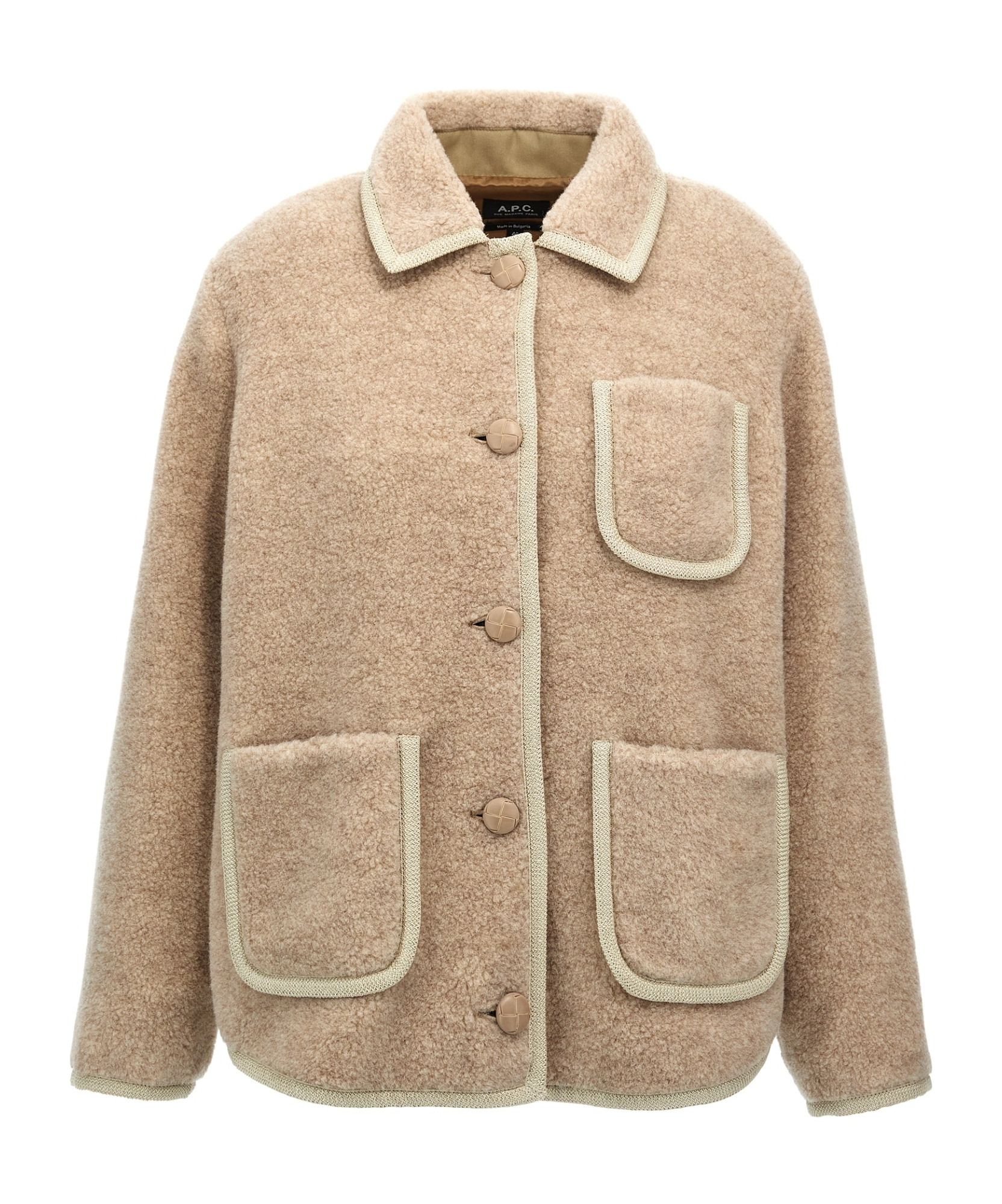 Apc Taupe Esther Faux-shearling Jacket In Nude