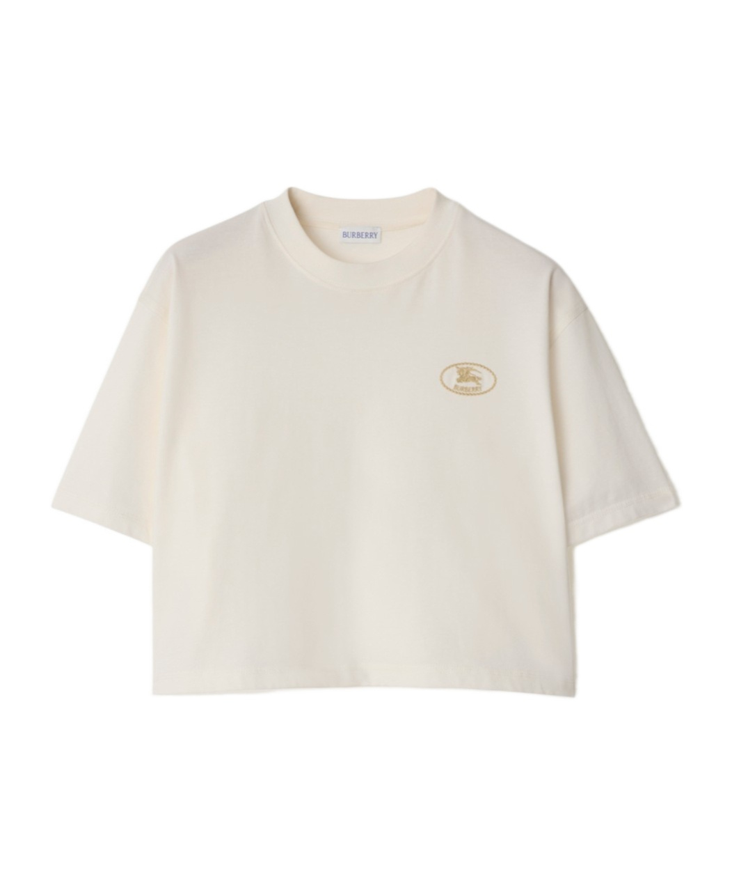 Burberry Crew Neck Cotton T-shirt With Short Sleeves In Chalk