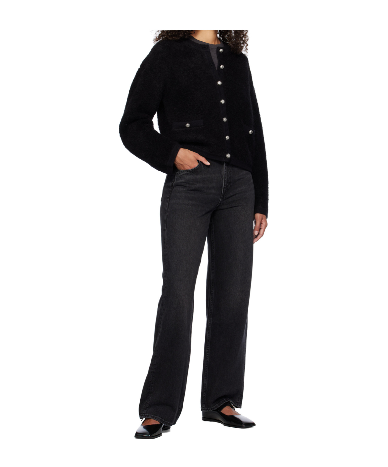 Rag & Bone Long-sleeved Cardigan In Black