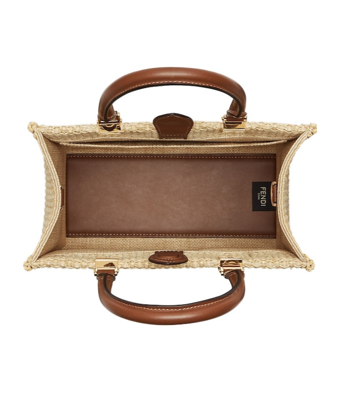 Fendi Small Raffia Sunshine Bag In Nude