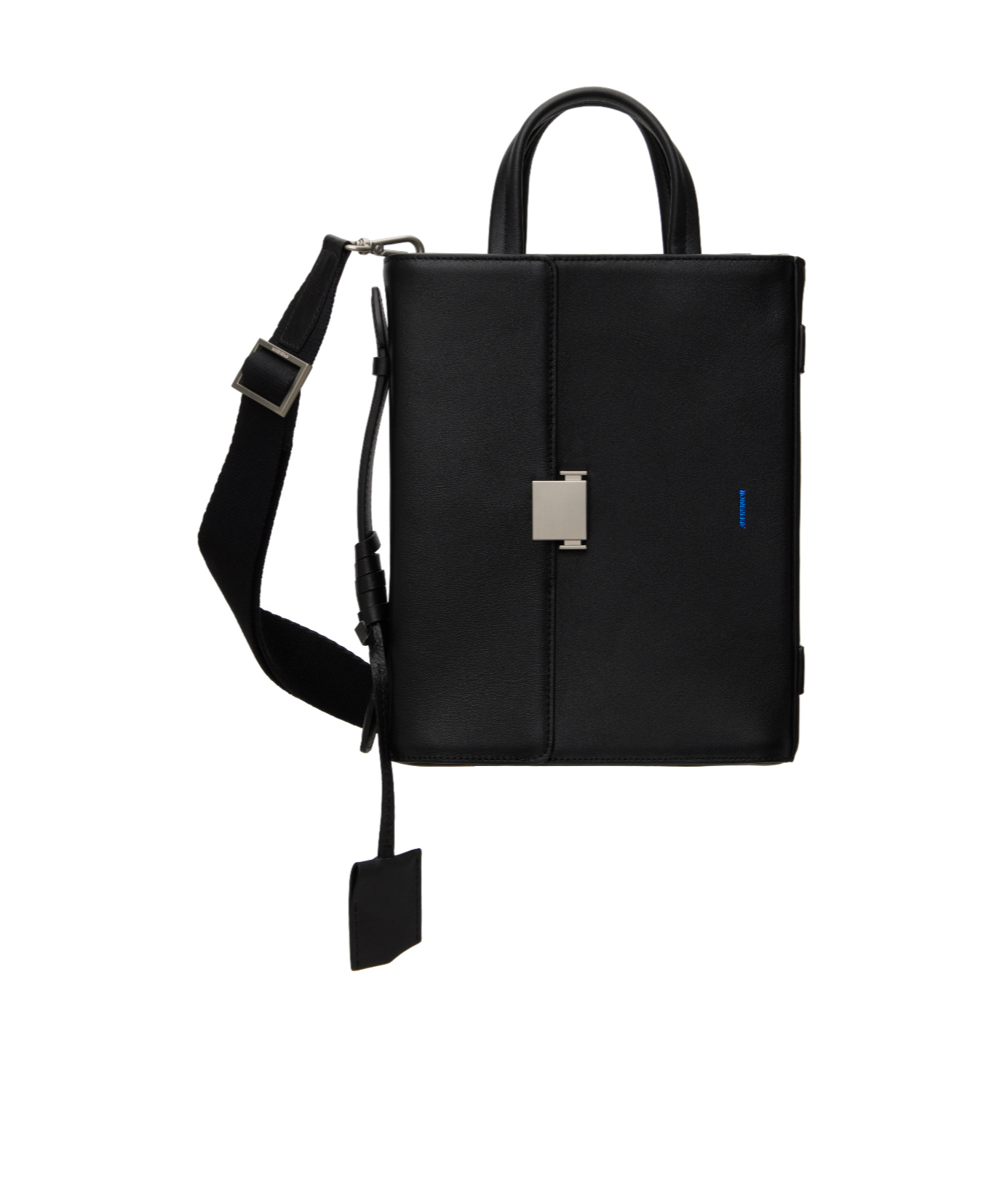 Ader Error Black Grained Leather Tote In Black