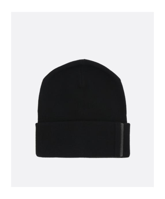 Brunello Cucinelli Embellished Cashmere Beanie In Black