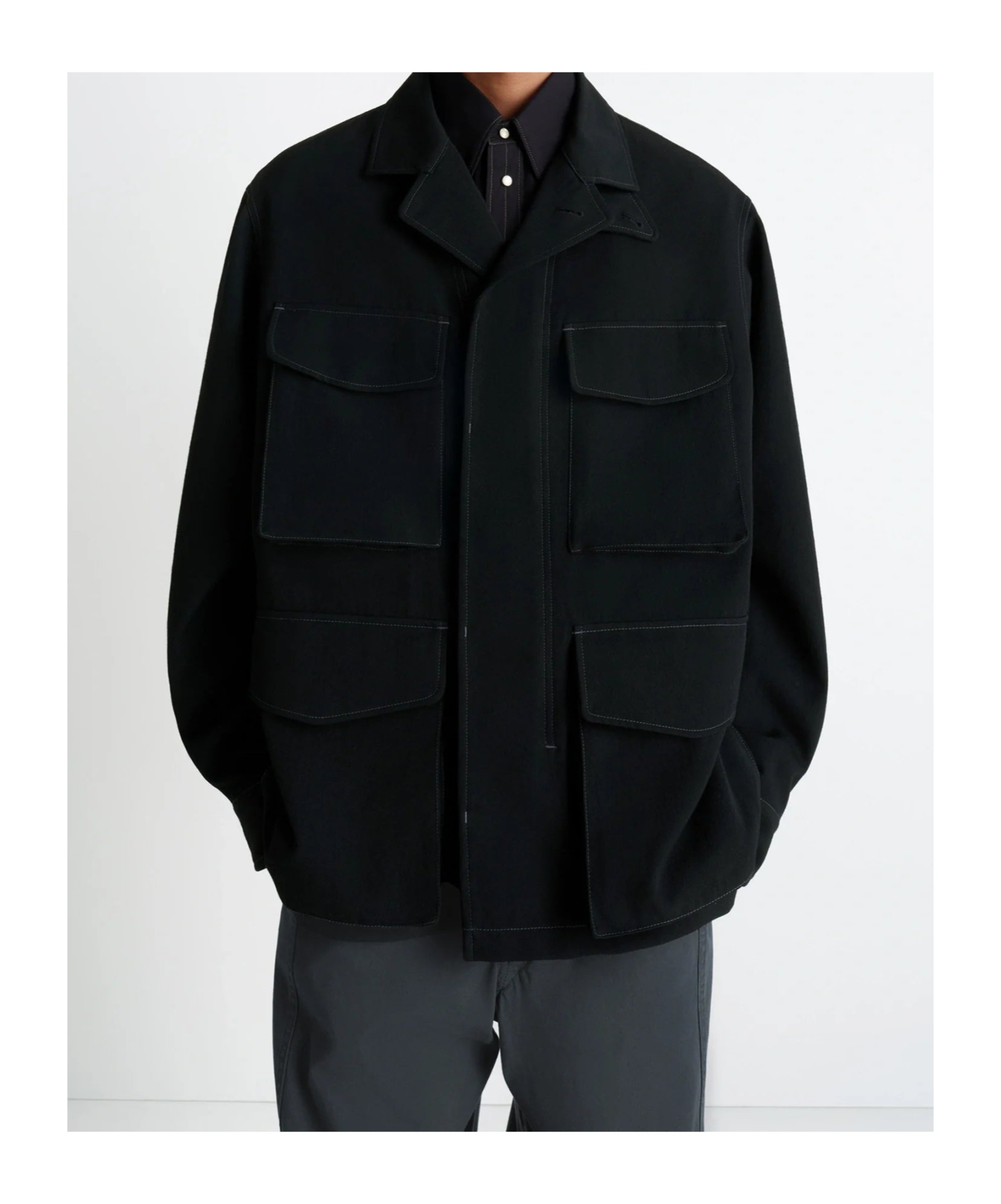 Lemaire Buttoned-cuff Pocket Overshirt In Green