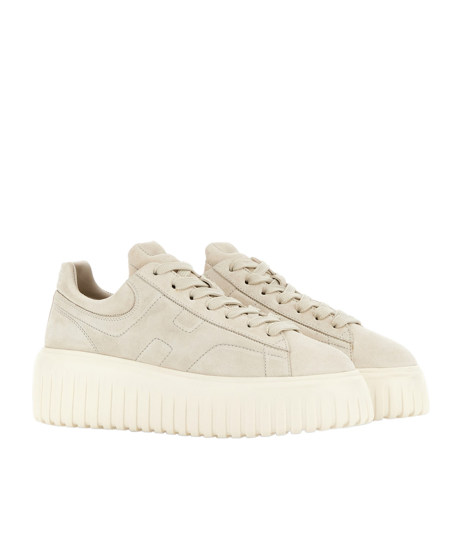 Shop Hogan H-stripes Suede Sneakers In White