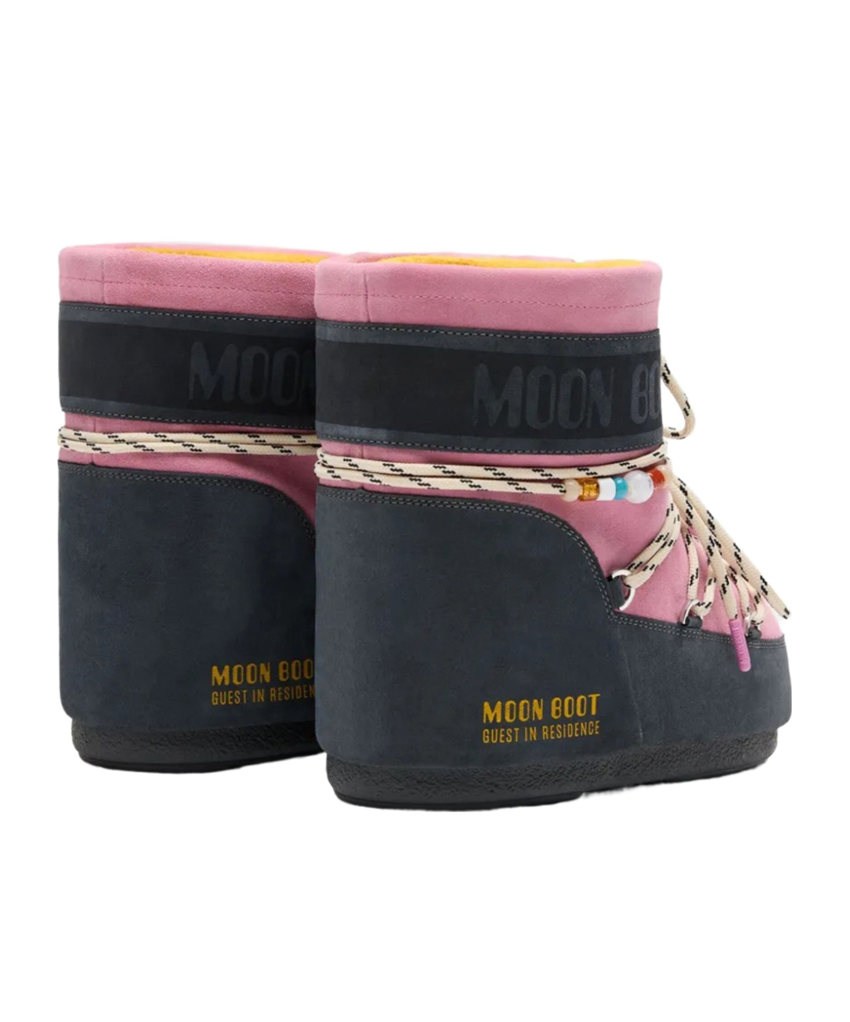 Moon Boot Two-tone Suede S X Guest In Residence Icon Low Ankle Boots In Pink