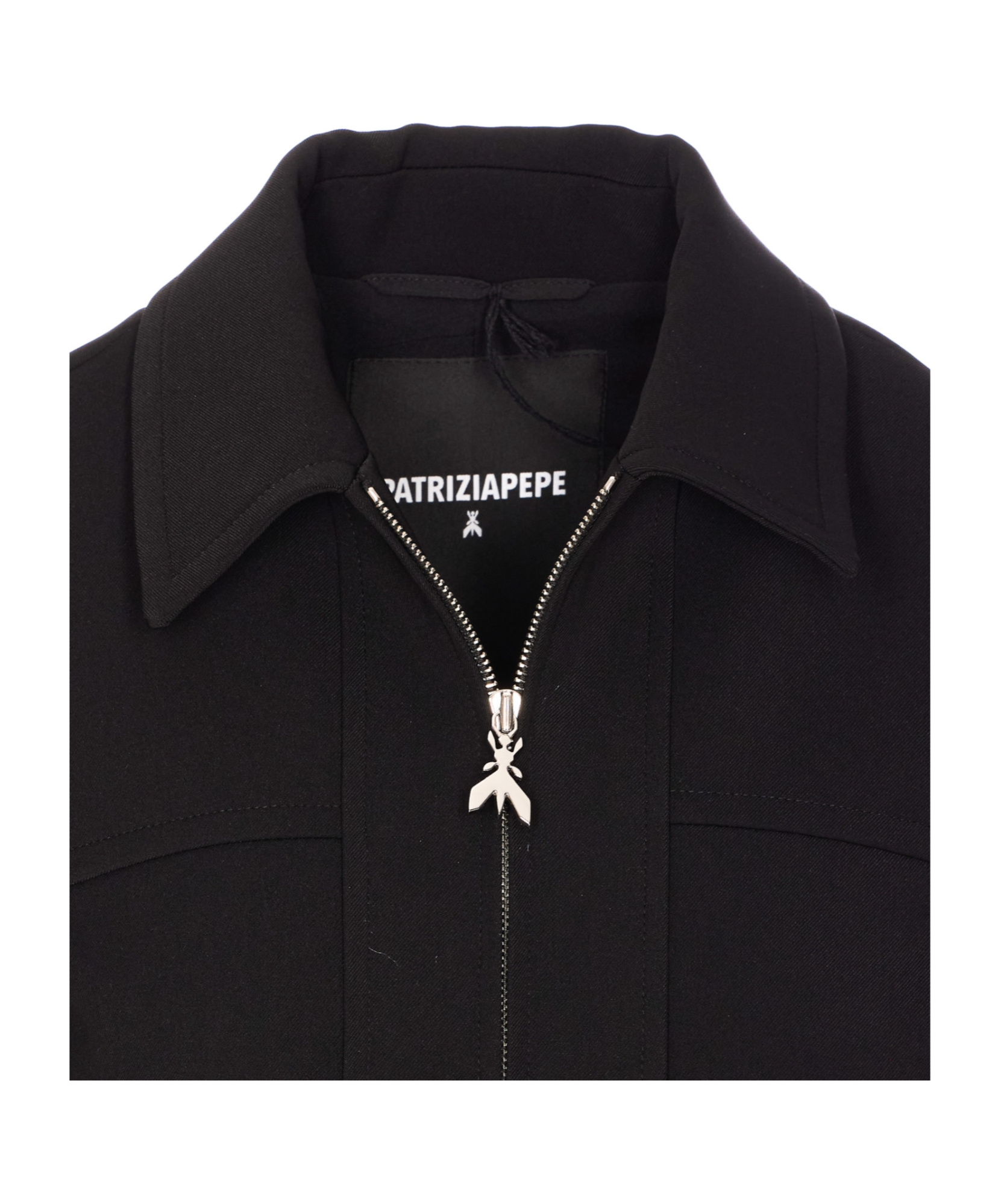 Patrizia Pepe Cropped  Zipped Jacket In Black