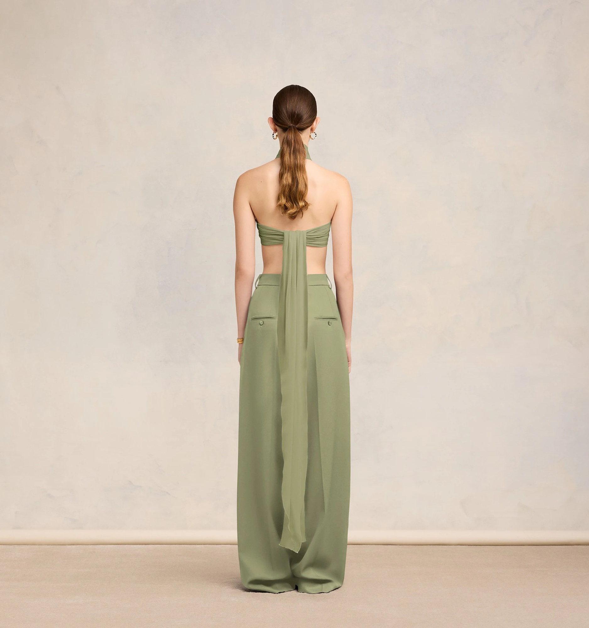 Ami Alexandre Mattiussi Ami Paris Halterneck Cropped Top In Green