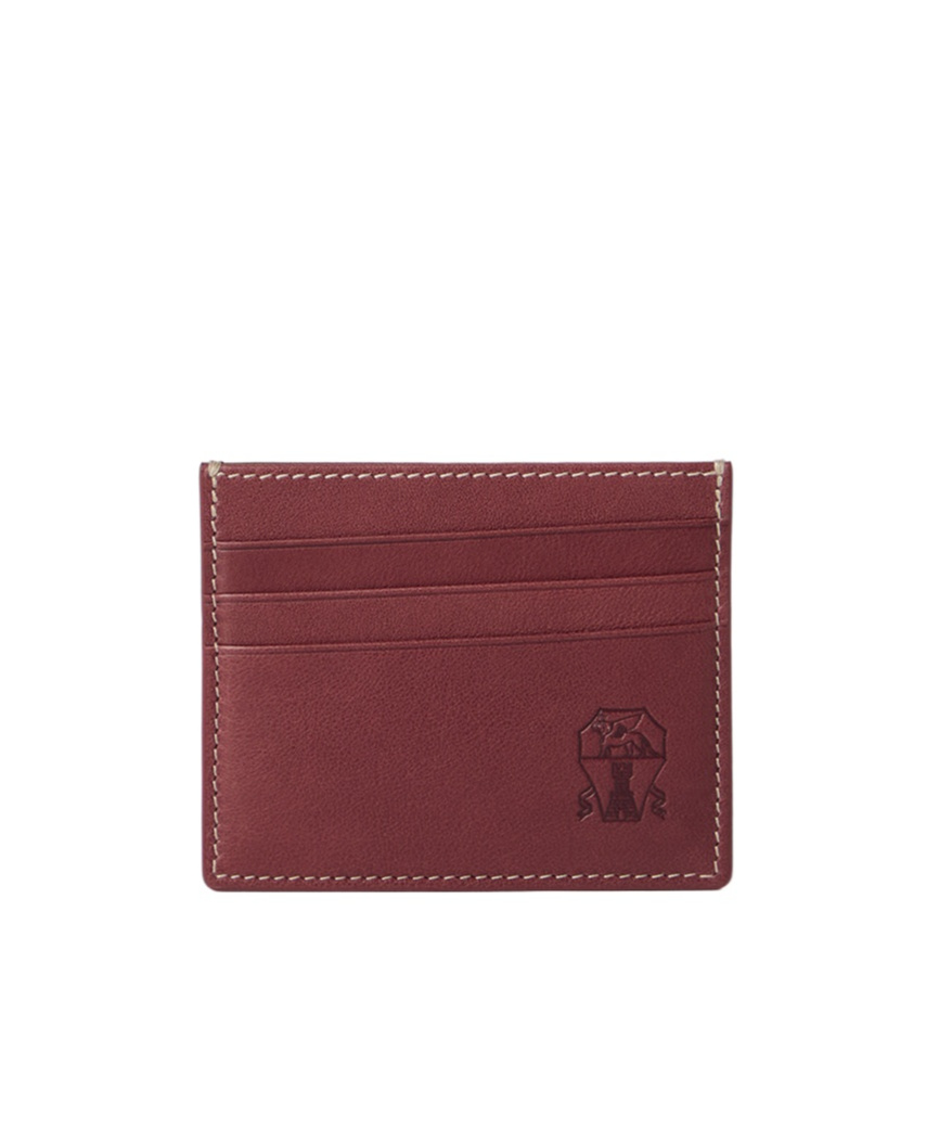 Brunello Cucinelli Debossed-logo Cardholder In Burgundy