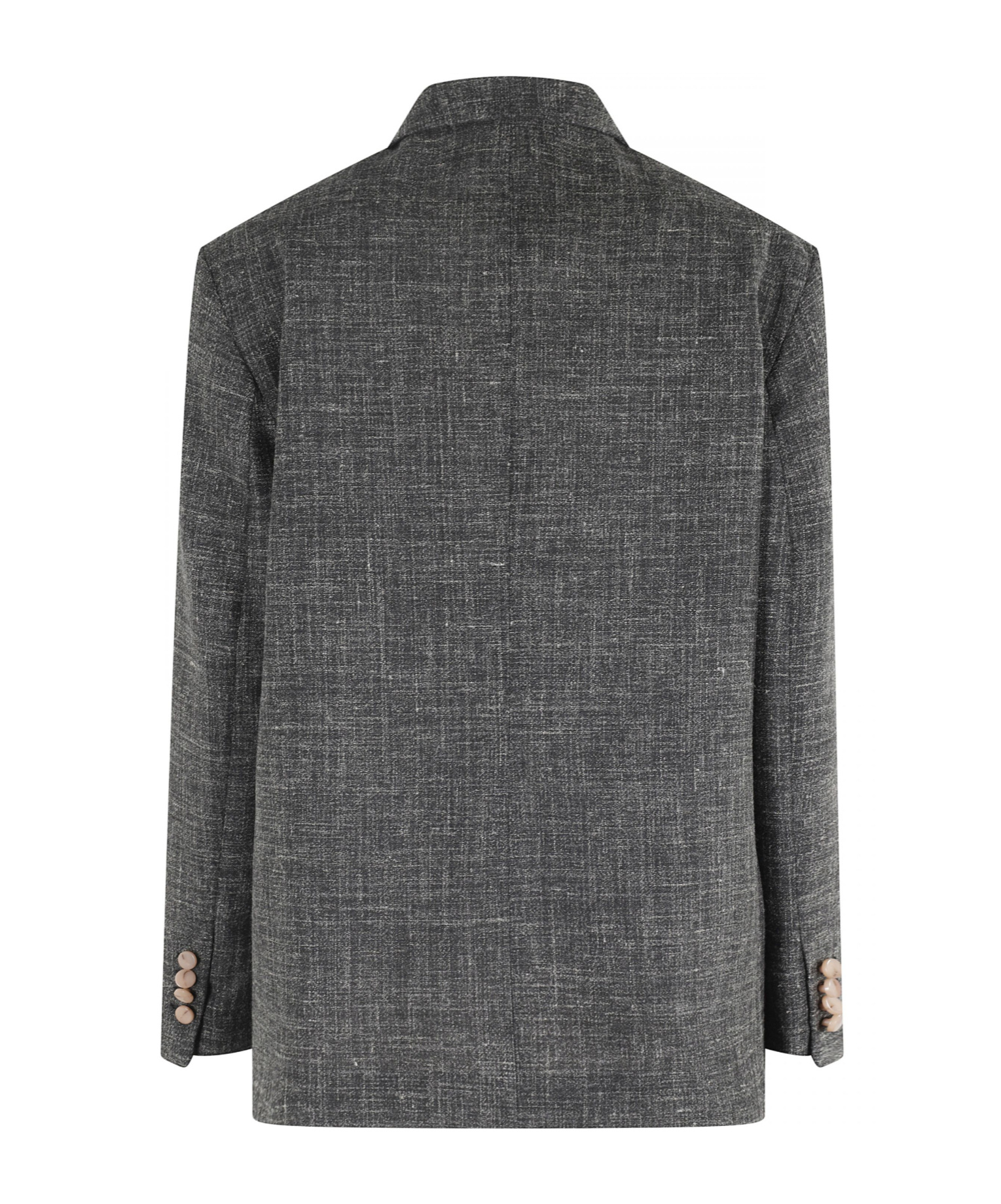 Alysi Mono-breasted Charcoal Blazer With Textured Graniglia Fabric In Gray