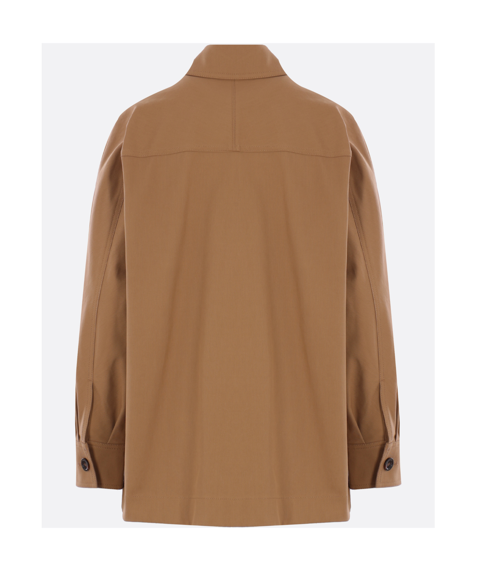 Max Mara Cotton Jacket With Buttoned Cuffs And Collar In Brown