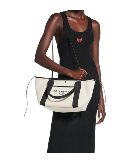 Balenciaga Blackwhite Biarritz S Shopping Bag In White