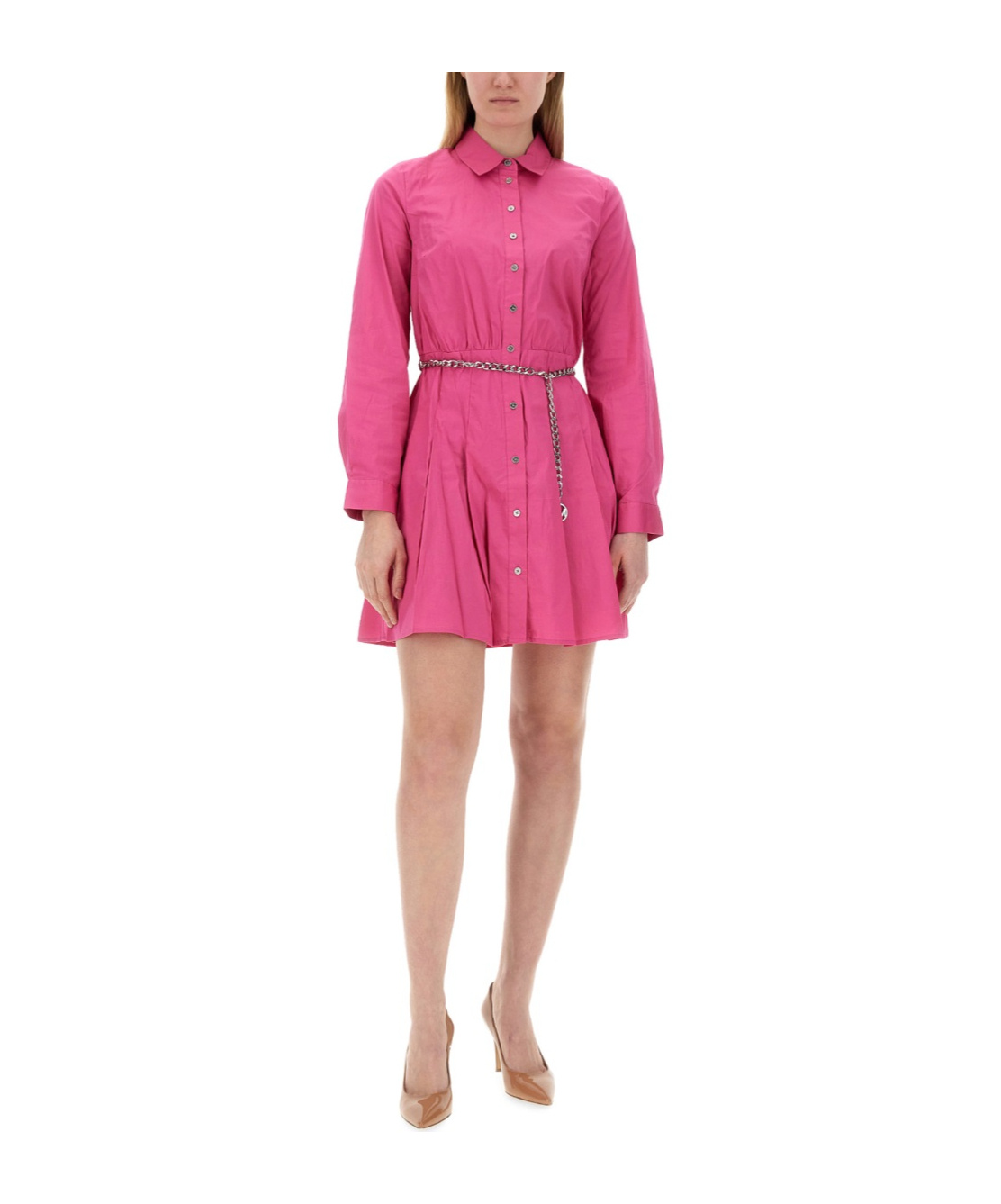 Shop Michael Michael Kors Belted Mini Shirt Dress In Pink