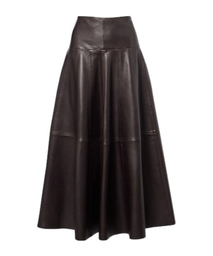 Nour Hammour Daria Leather Midi Skirt In Black