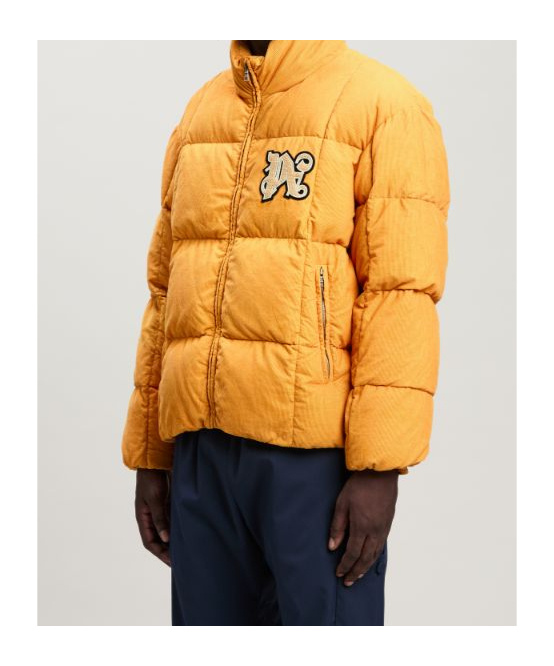 Palm Angels Corduroy Down Jacket Monogram In Yellow