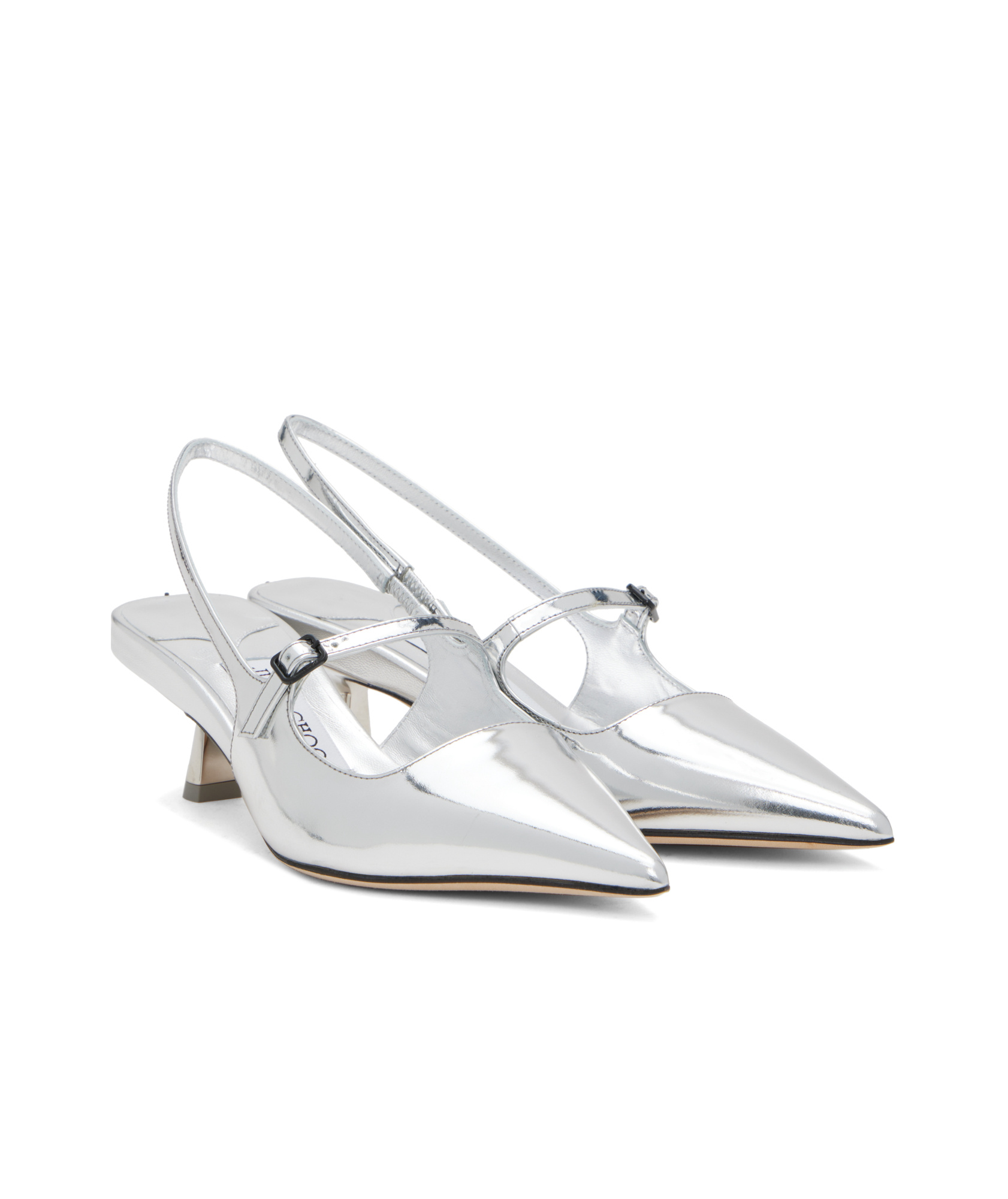 Jimmy Choo 'didi 45' Gold Colored Pumps With Patent Finish In Silver