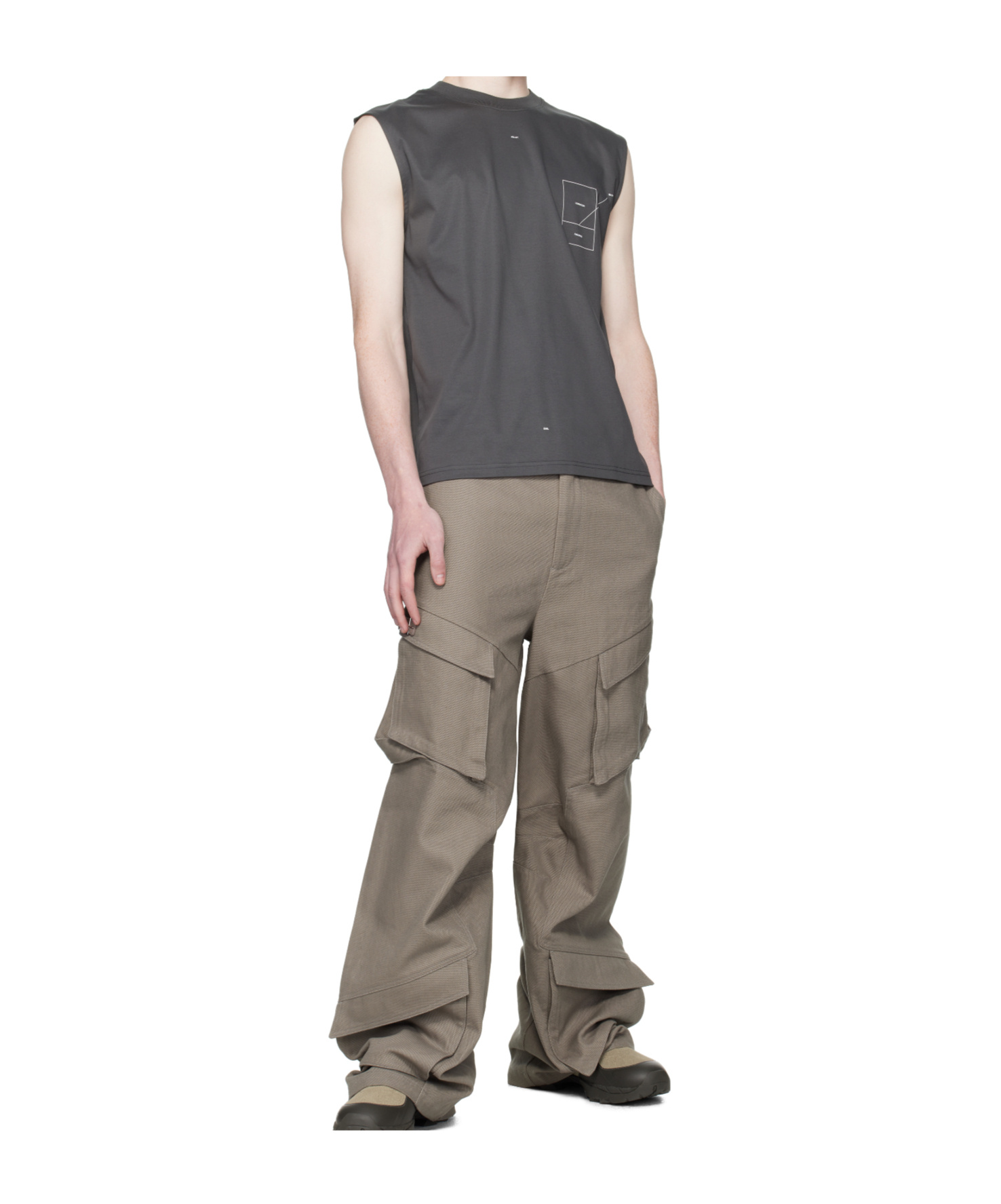 Heliot Emil Graphic-print Cotton Top In Gray