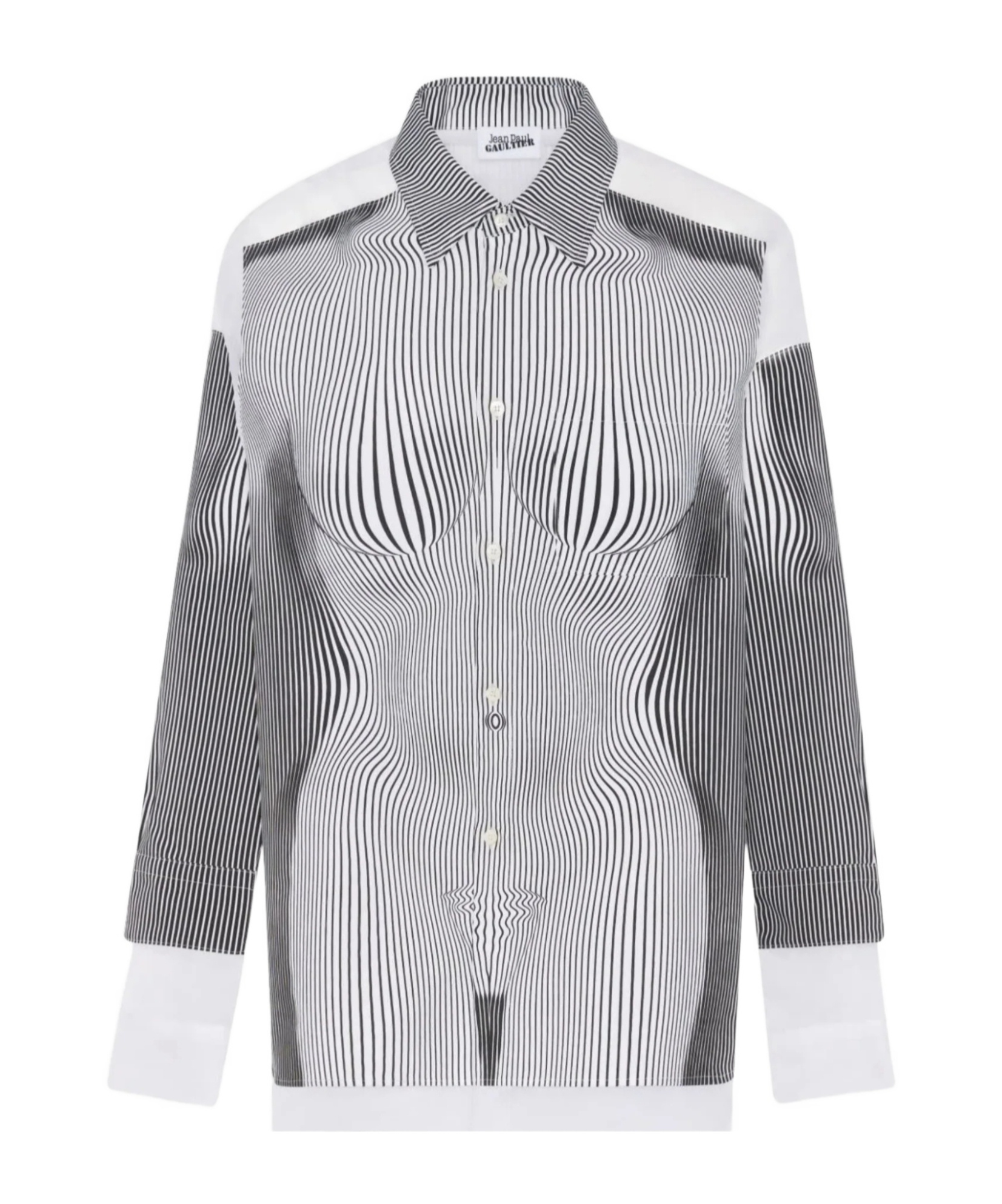 Jean Paul Gaultier Oversized Shirt In Printed Organza And Polyester In Multi