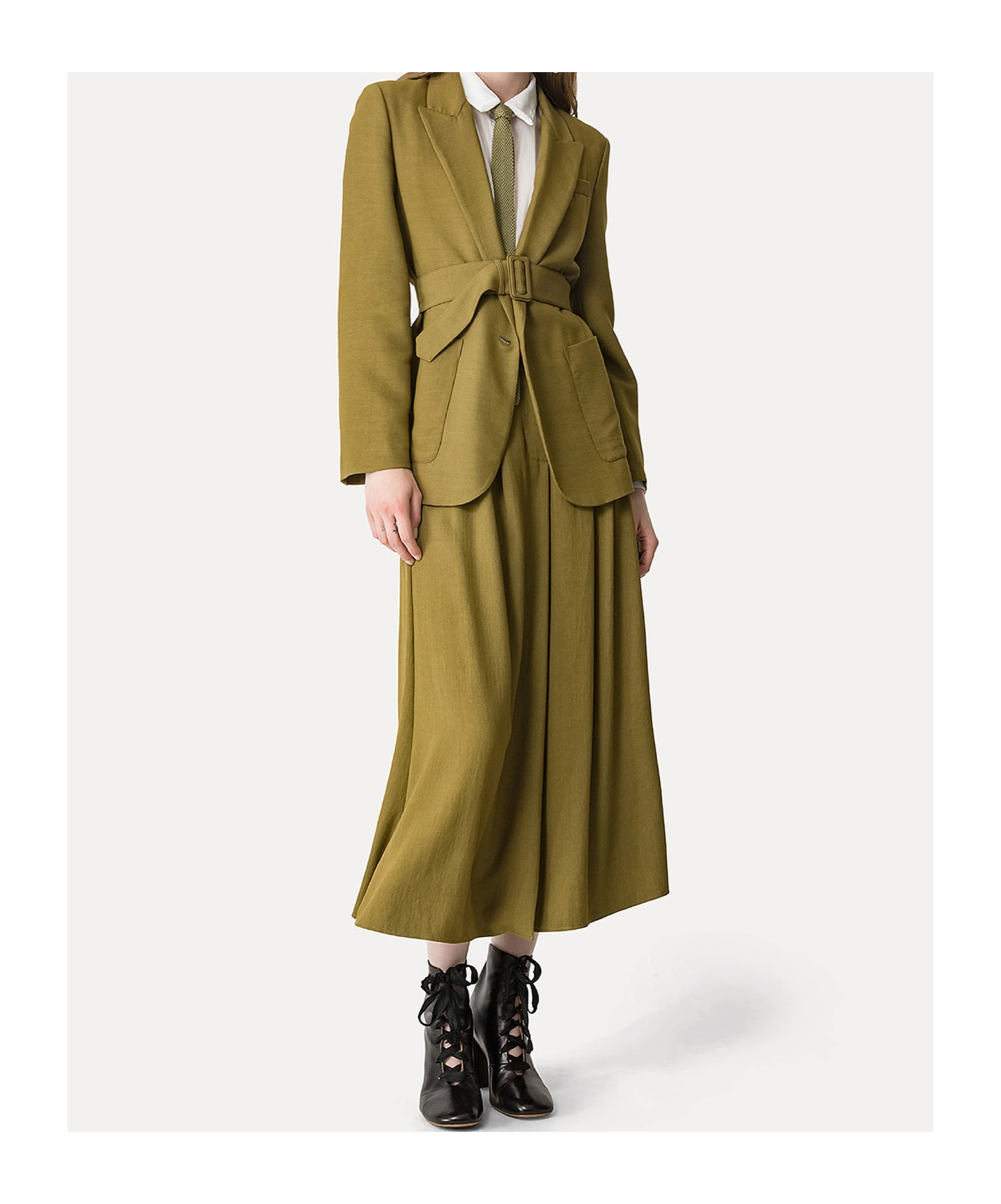 Forte Forte Jacket In Fluid Slub Canvas With A Belted Waist In Green
