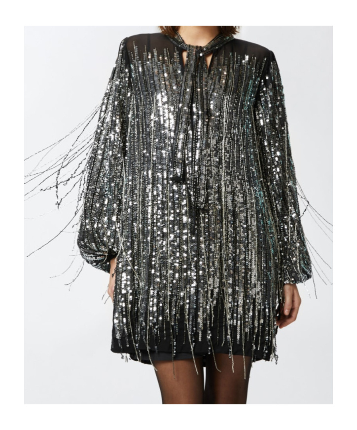 Pinko Sequined Mini Dress In Black