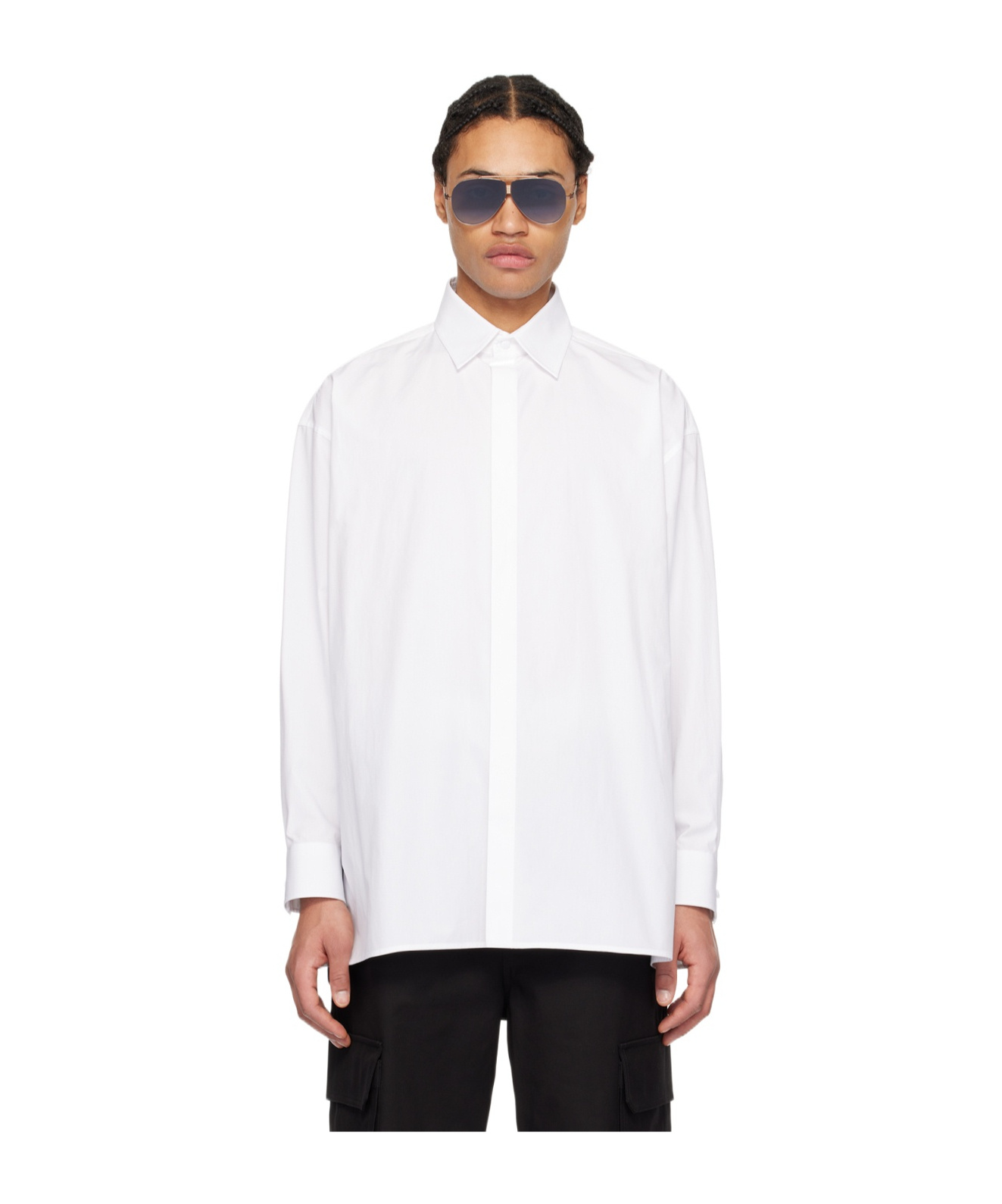 Valentino Garavani Men Shirt With Rockstud Untitled Studs In White