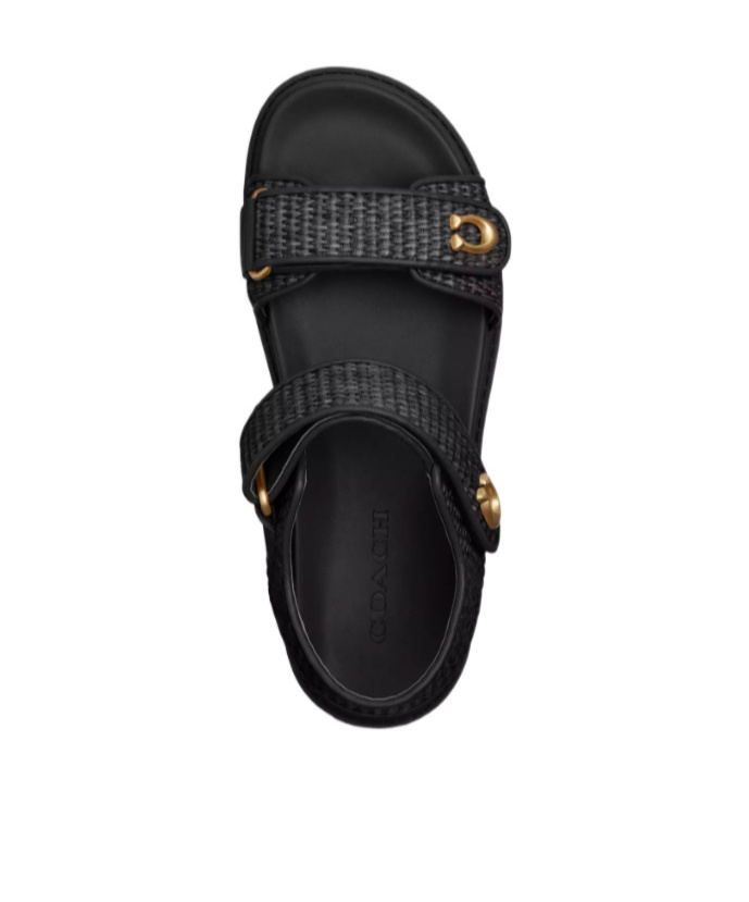 Coach Brynn Textured-strap Sandals In Black