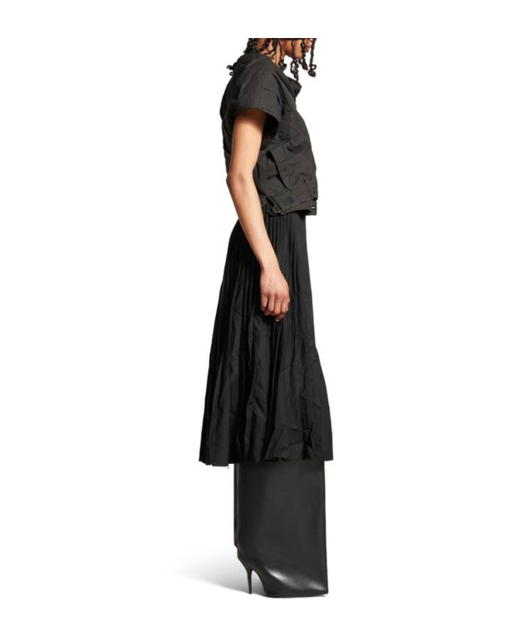 Balenciaga Asymmetrical Midi Skirt In Black
