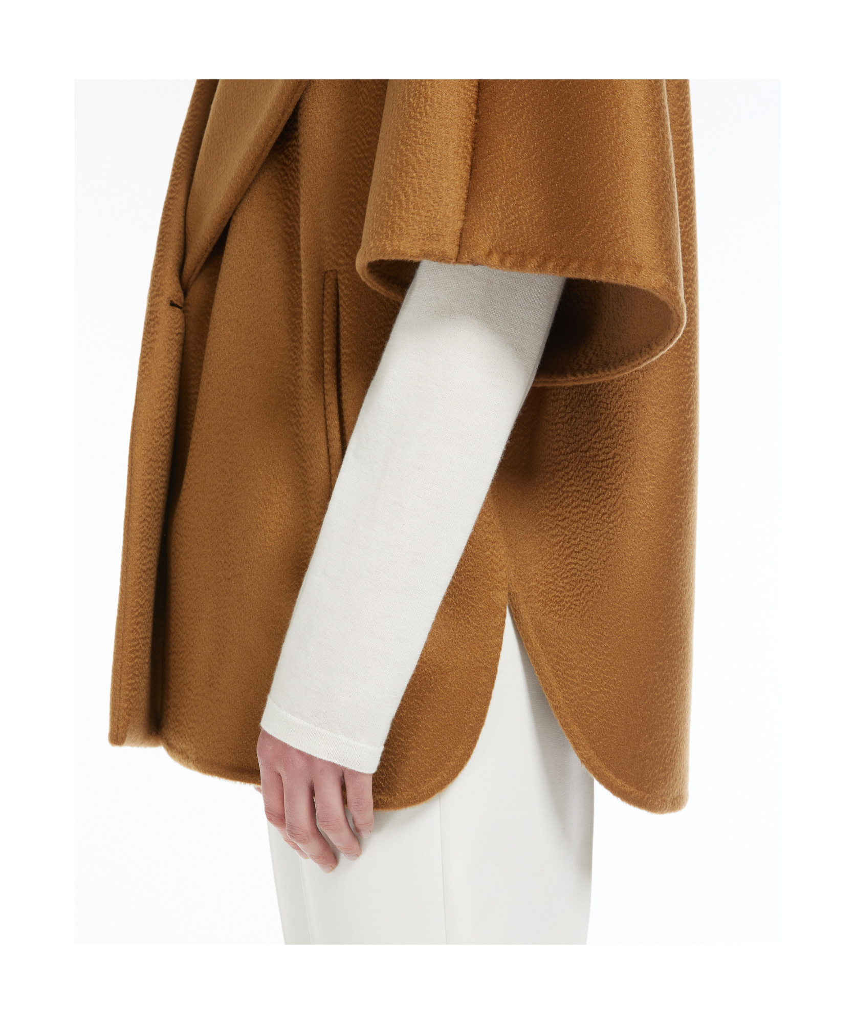 Max Mara Short-sleeved Cashmere Cape In Hazelnut Brown