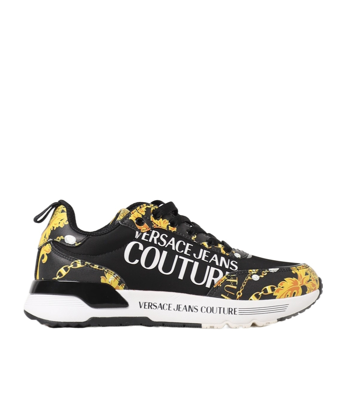 Versace Jeans Baroque-pattern Low-top Sneakers In Black