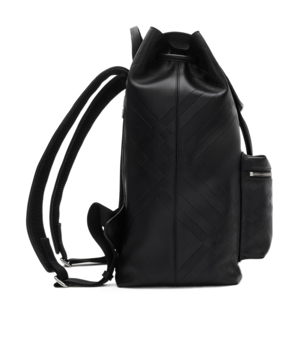 Burberry Embossed Check Backpack In Black