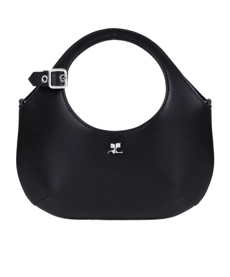 Courrèges Mini Holy Leather Tote Bag In Black