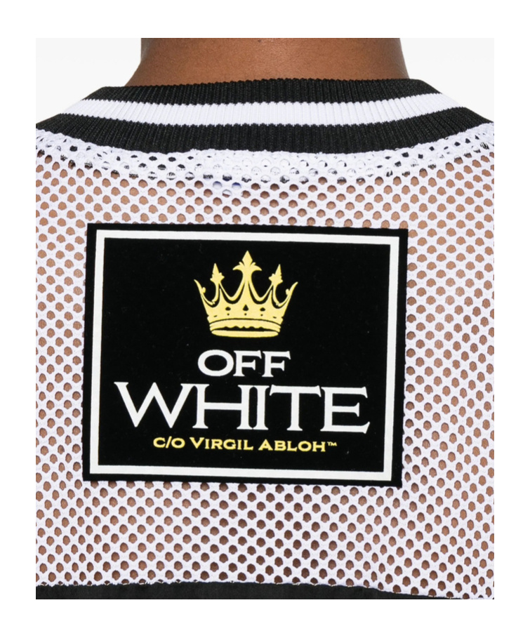 Off-white Mesh-panel Number-print Dress In Black