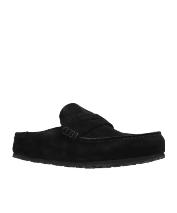 Birkenstock Naples Suede Loafer-style Mules In Black