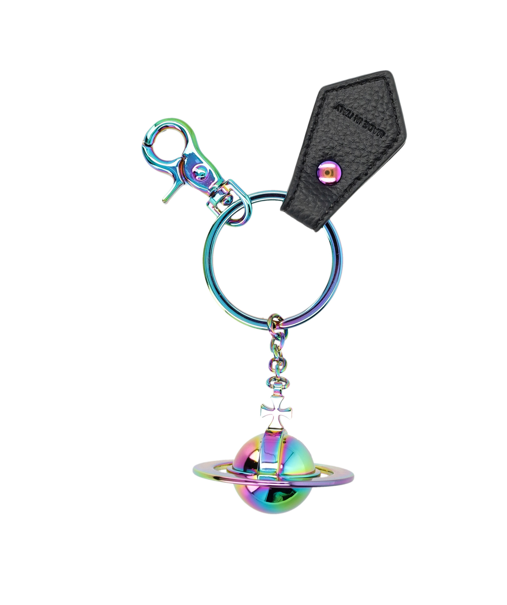 Vivienne Westwood 3d Orb Iridescent Keyring In Black