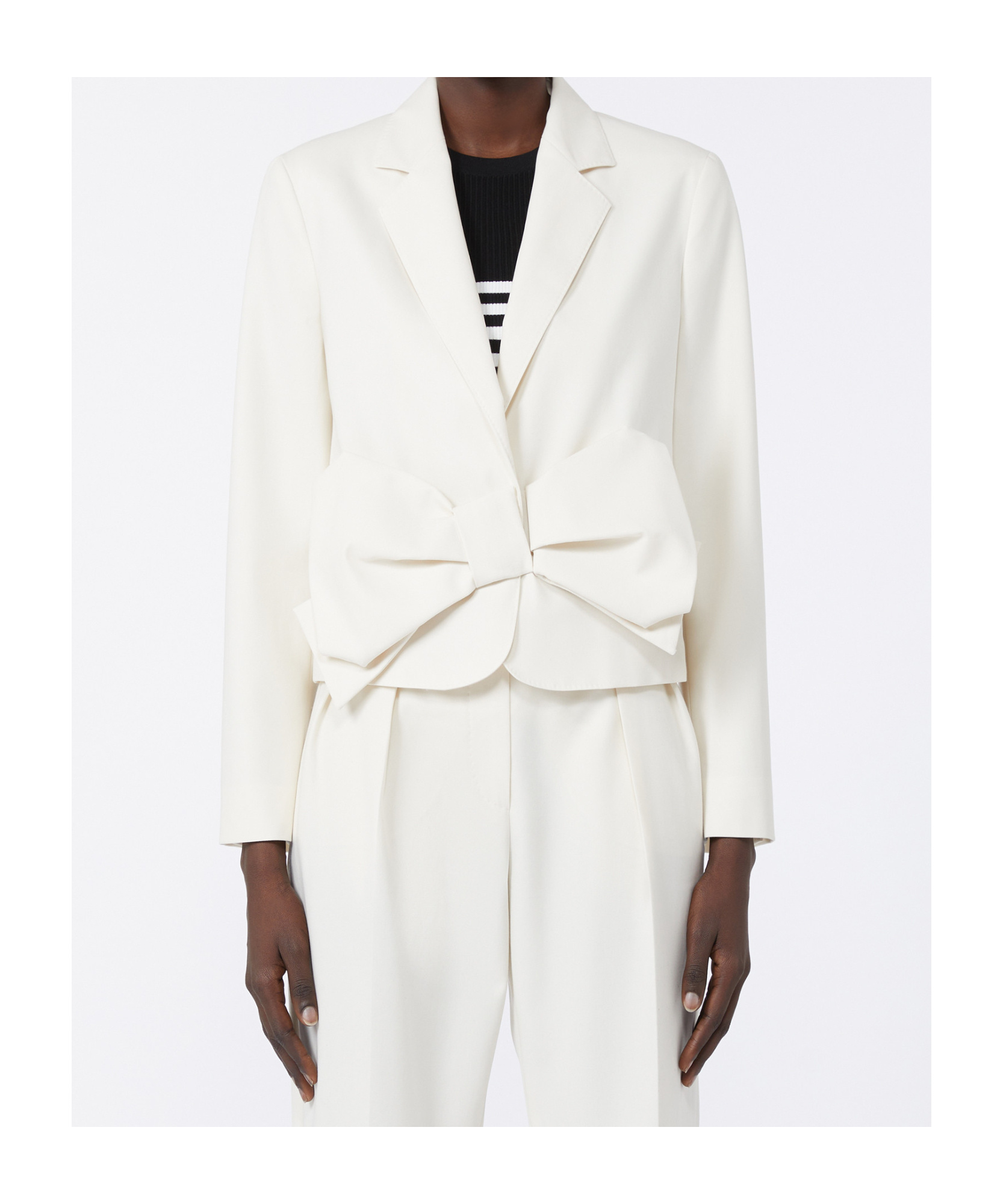 Max Mara Cotton Twill Cropped Jacket In White