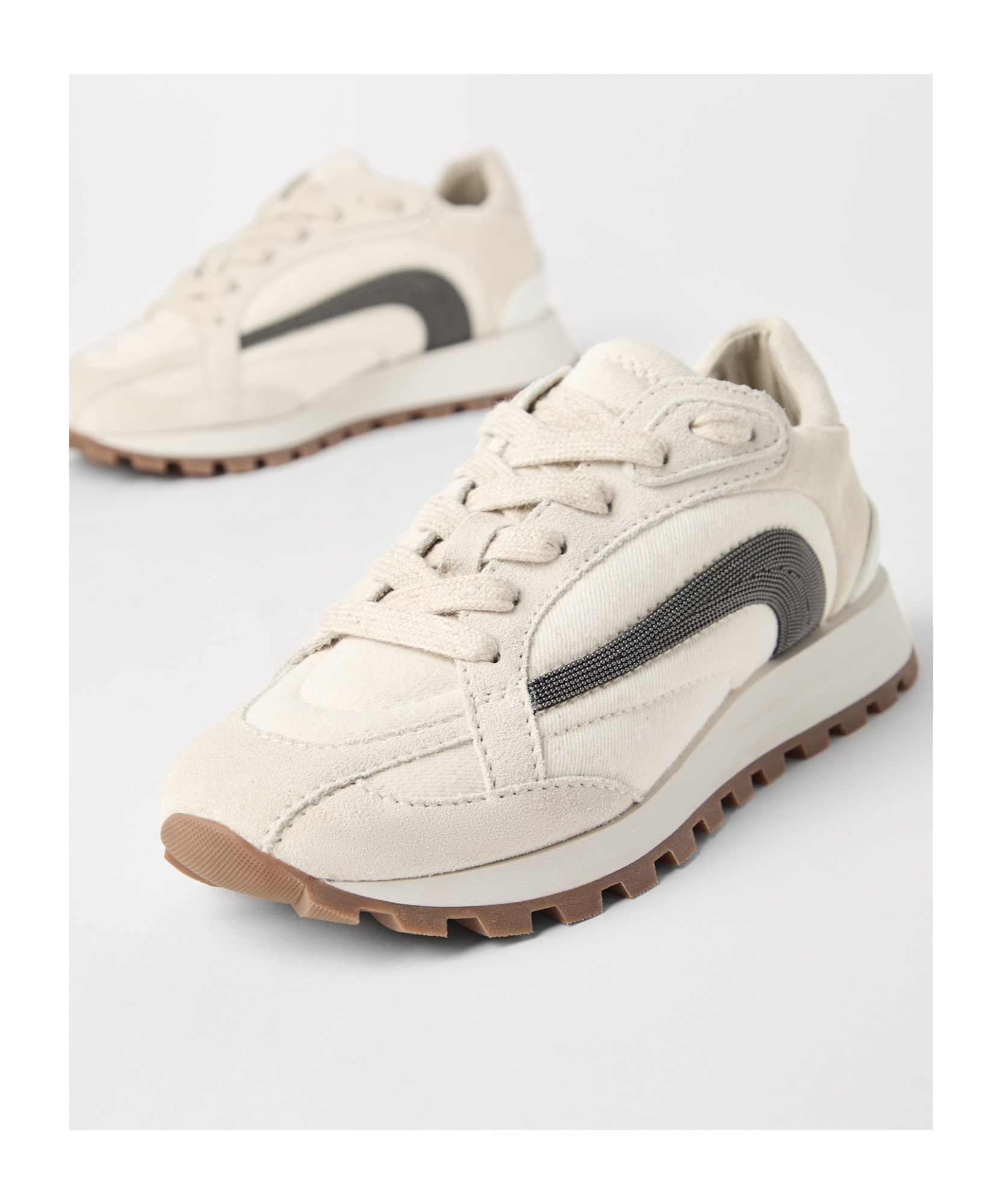 Brunello Cucinelli Beige Monile Sneakers In White