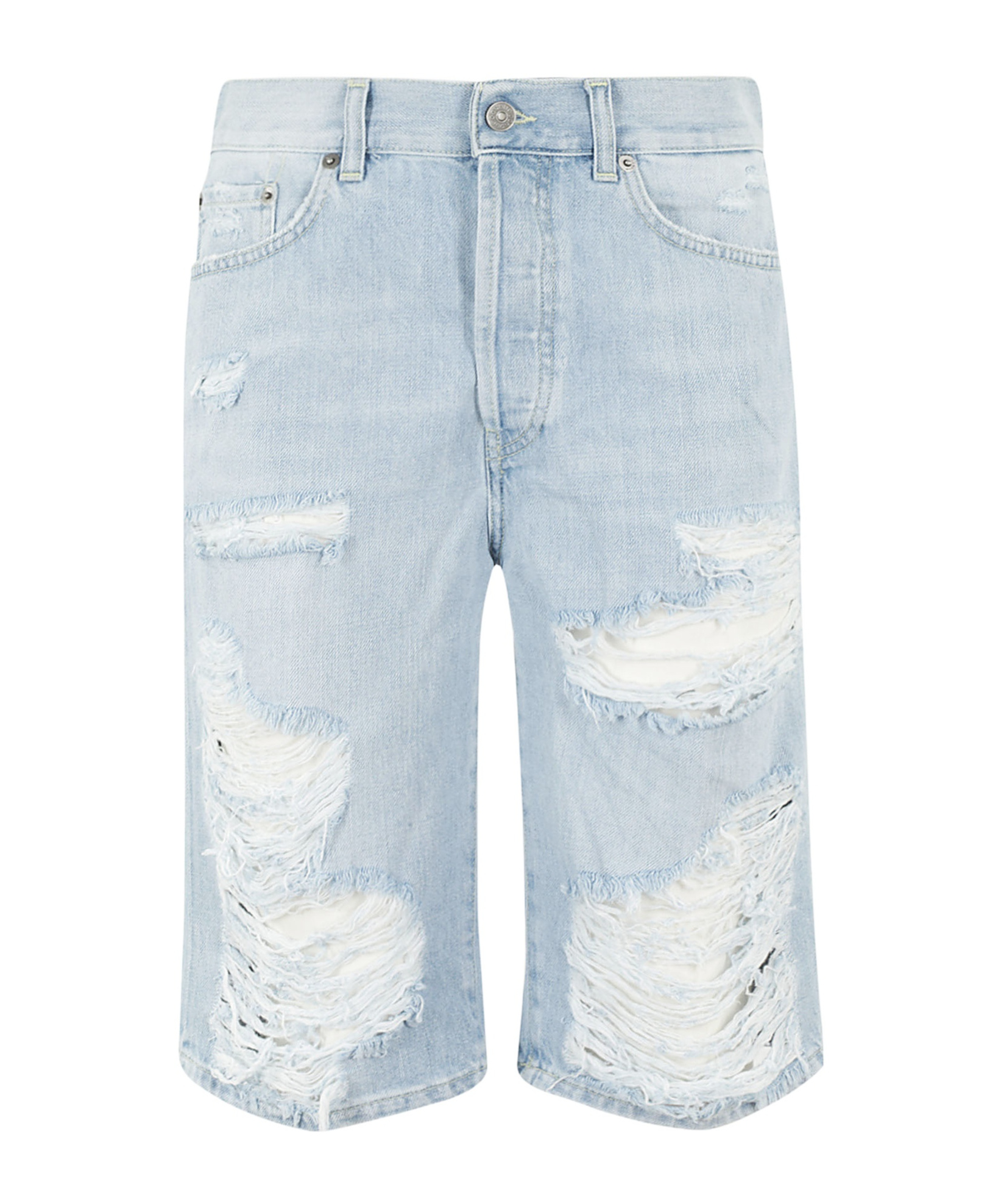 Dondup Ripped Detail Denim Shorts In Blue