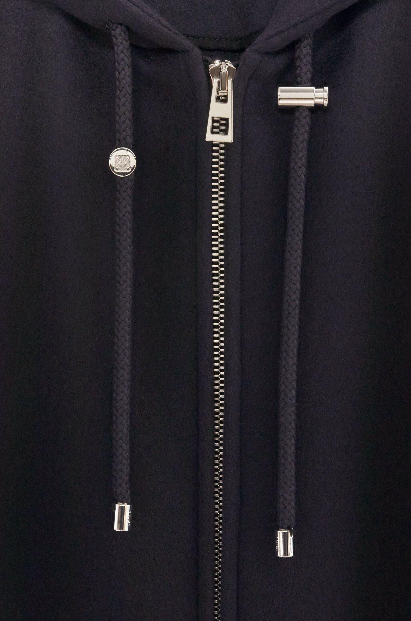 Loewe Wool Hooded Coat In Black