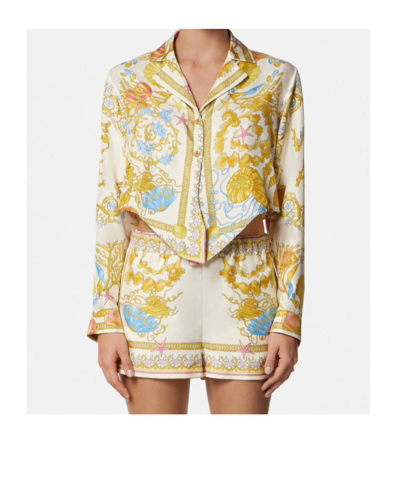 Versace Underwater Barocco Tie-front Shirt