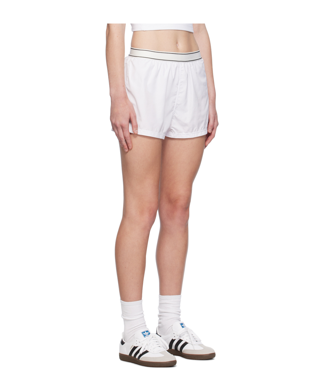 Sporty And Rich Logo-print Runner Shorts In Nude