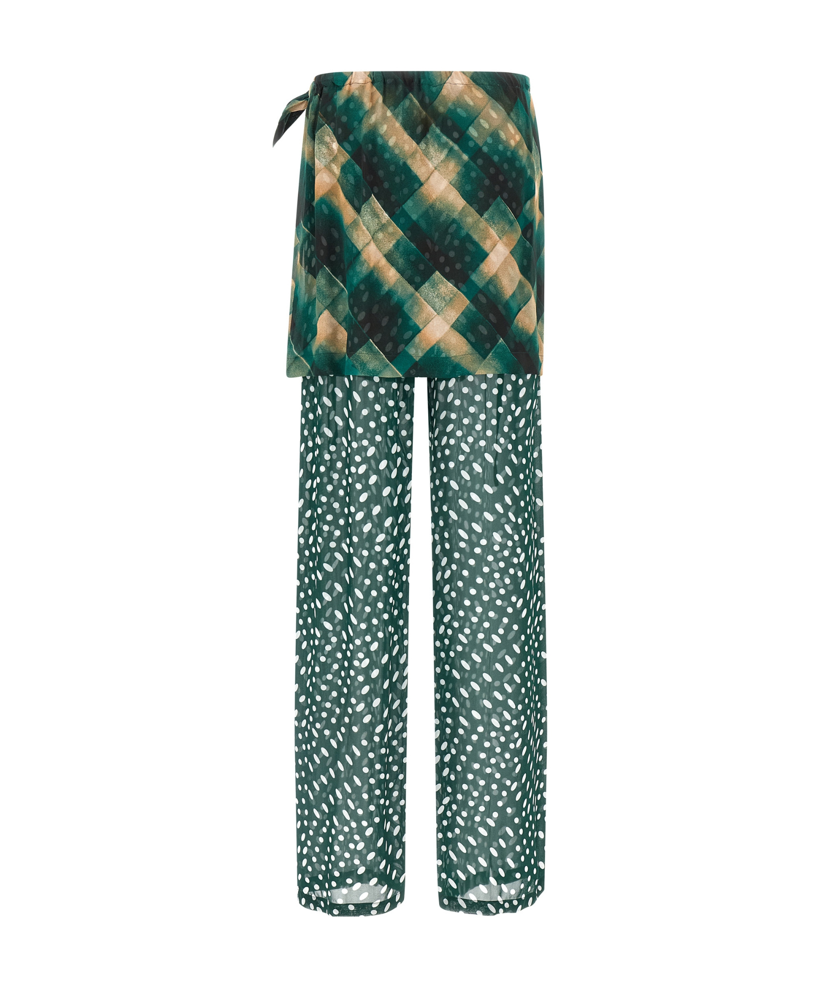 Dries Van Noten Layered Sheer Tie Waist Wrap Trousers In Multi