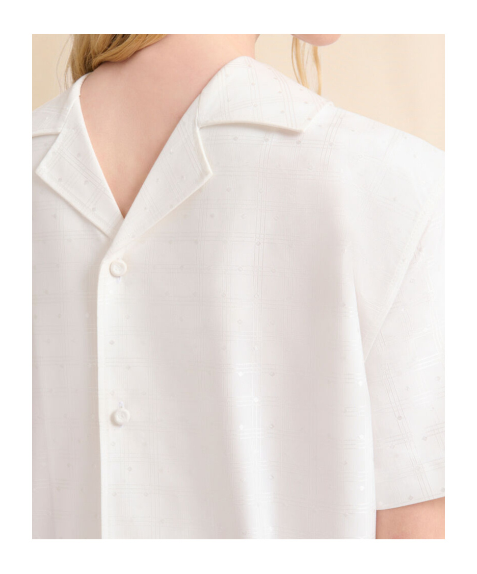 Marni White Cotton-viscose Back-to-front Shirt Top With Dotty Check In Natural White