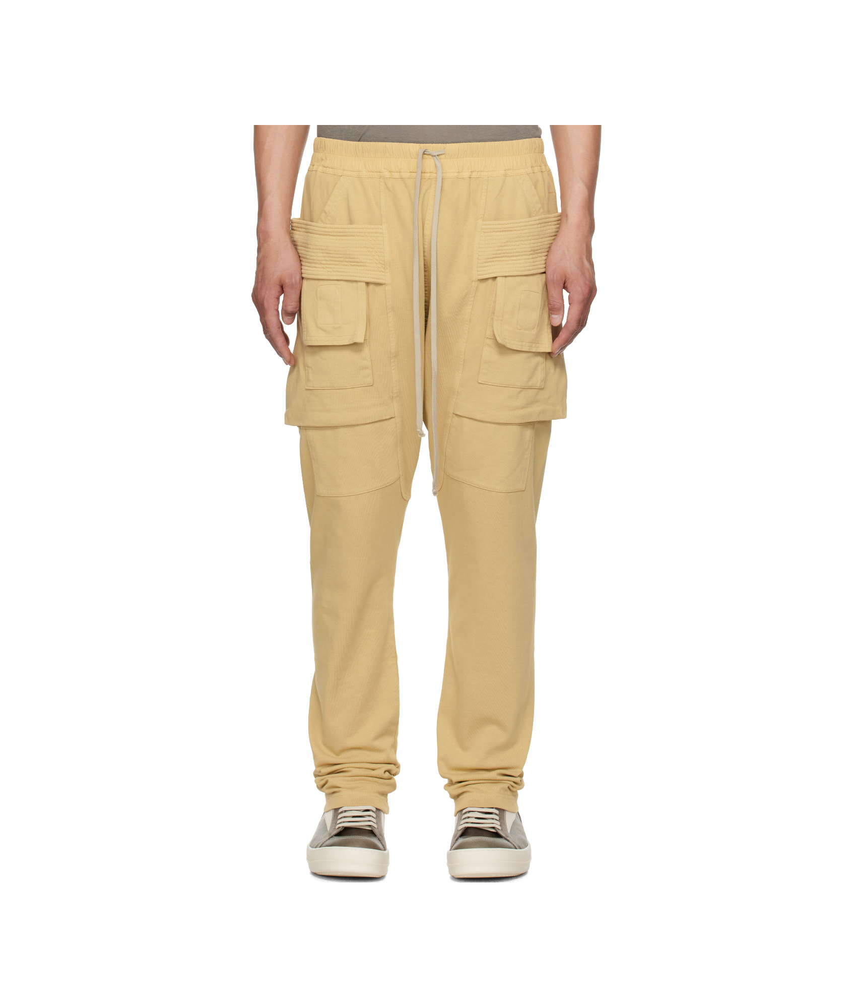 Rick Owens Drkshdw Beige Hollywood Creatch Cargo Drawstring Pants In Beige